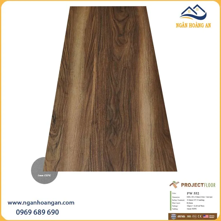 Sàn Nhựa Hèm Khóa Giả Vân Gỗ Project Floor PW552 5.5mm